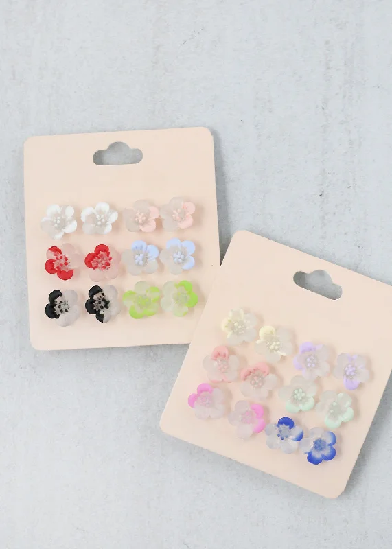 Ladies geometric earrings-Glow in the Dark Earrings - 6 Pair Hibiscus