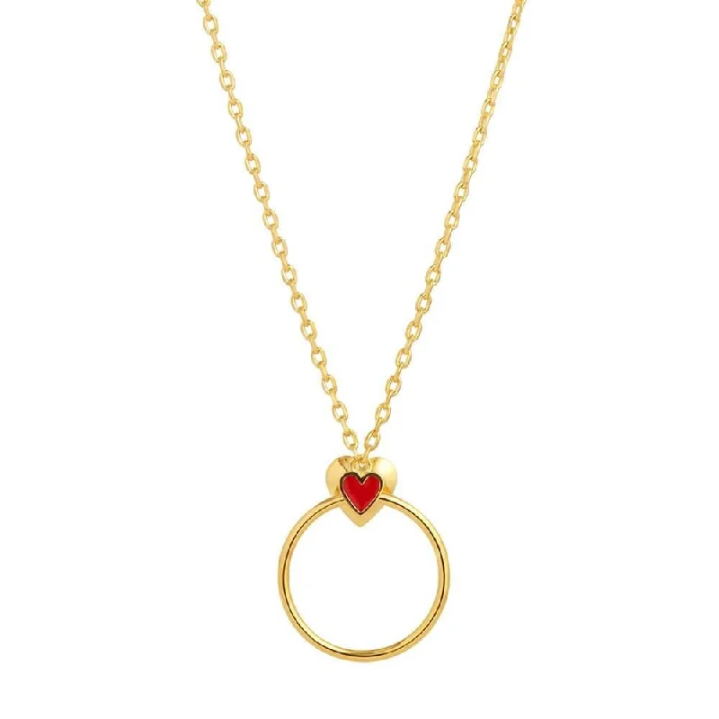 Ladies large pendant necklaces-Orbit Infinity Heart Gold Plated Necklace