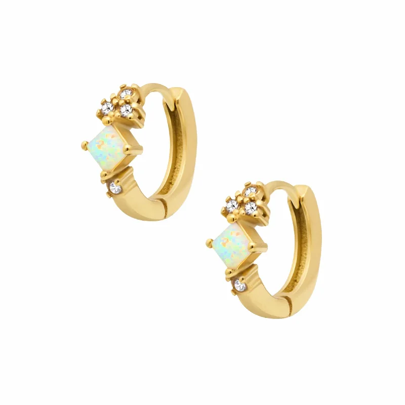 Ladies turquoise earrings-Avar Opal Hoop Earrings