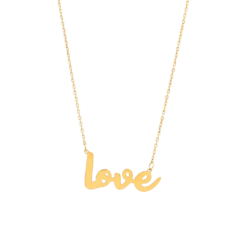 Ladies wedding day necklaces-Brand Love Gold Horizontal Necklace