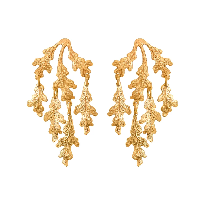 Ladies chain earrings-Weeping Oak Earrings