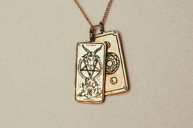 Ladies solitaire necklaces-The Witch Tarot Card Necklace