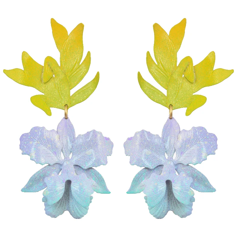 Ladies multi-stone earrings-Huahine Orchid Earrings