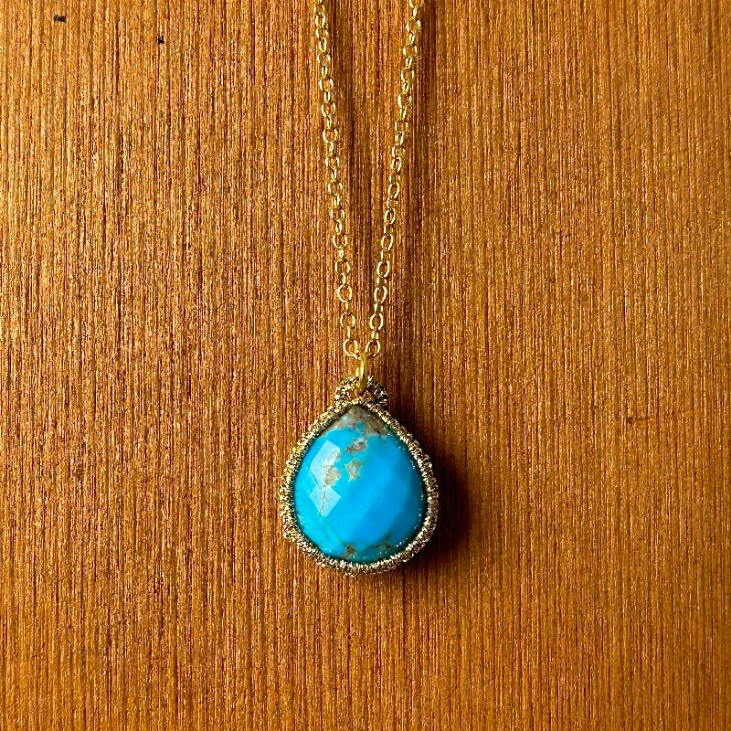 Ladies boho chic necklaces-Pear Shaped Turquoise Necklace