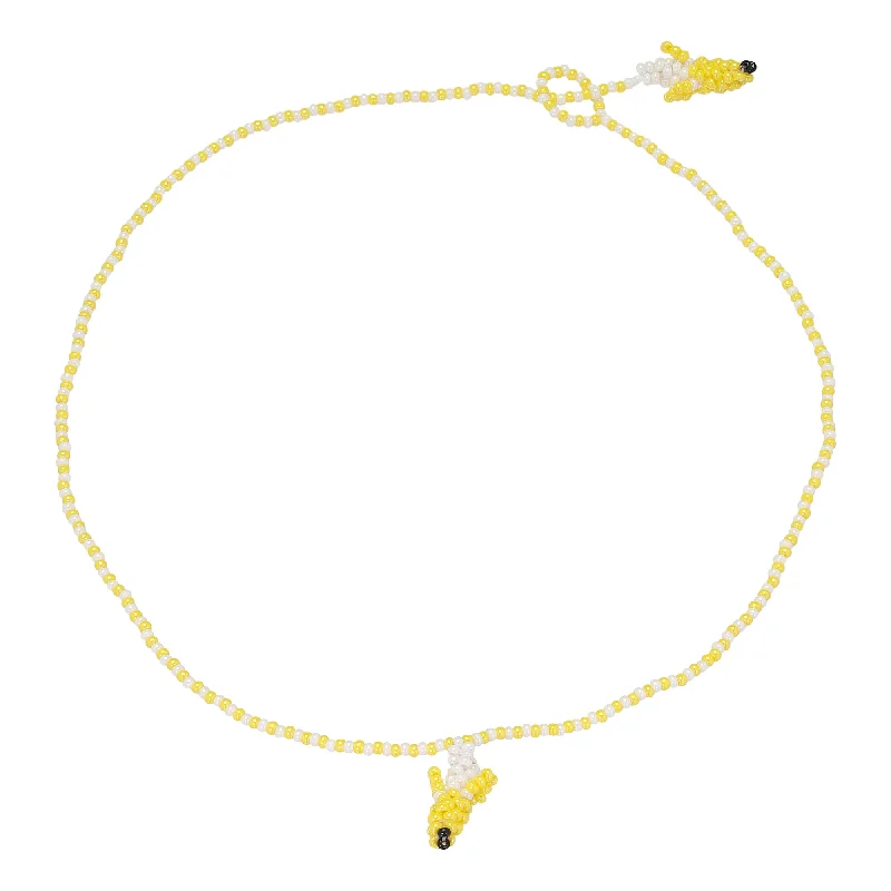 Ladies minimalist gold necklaces-Simple Banana Necklace Yellow Beads