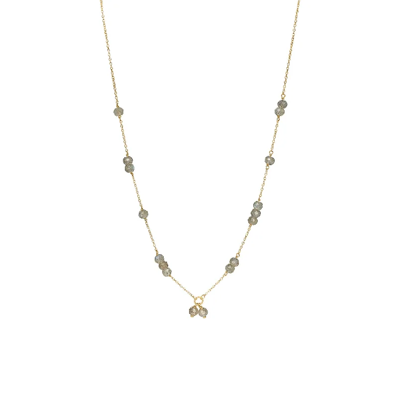 Ladies dainty gold necklaces-Unicorn 18K Gold Plated Necklace w. Faceted Labradorite