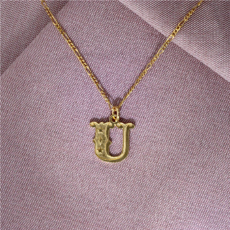 Ladies fancy diamond necklaces-Circus Letter U Gold Plated Necklace