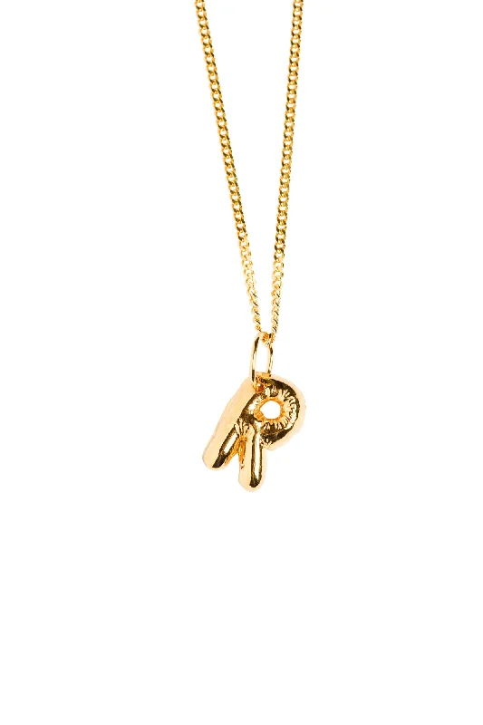 Ladies diamond necklaces-Letter R Gold Plated Necklace