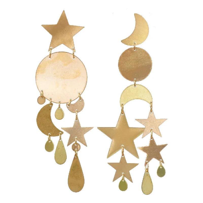 Ladies teardrop diamond earrings-Gold Twilight Earrings