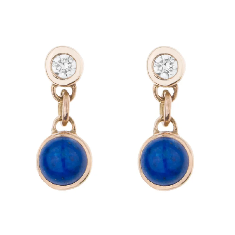 Ladies sterling silver earrings-Diamond & Lapis BonBon Stud Earring