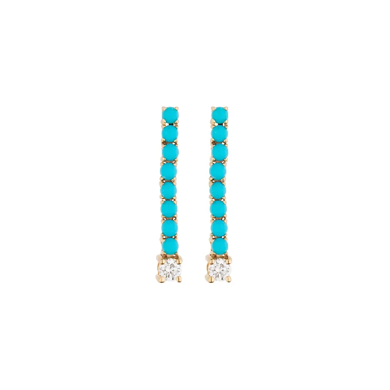 Ladies floral stud earrings-Turquoise & Diamond Tennis Earring