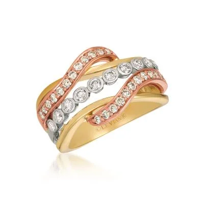 Ladies cushion-cut rings-Tri Color Wide Band Le Vian Ring