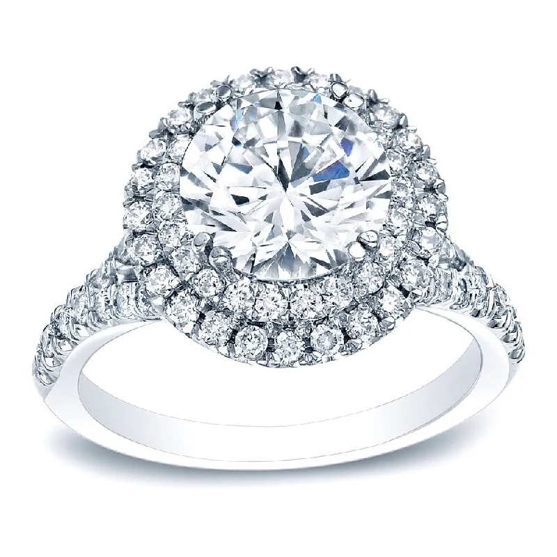 Ladies classic solitaire engagement rings-Auriya Platinum 1 5/8ctw Double Halo Diamond Engagement Ring (H-I, SI1-SI2)