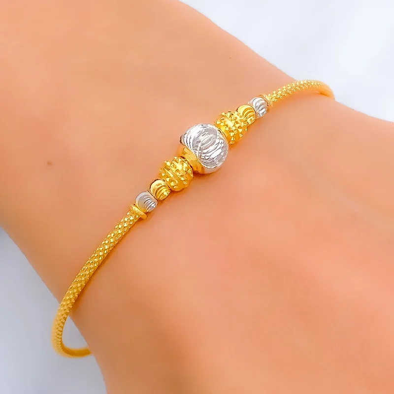 Ladies diamond tennis bracelets-Dynamic Contemporary 22k Gold Bangle Bracelet