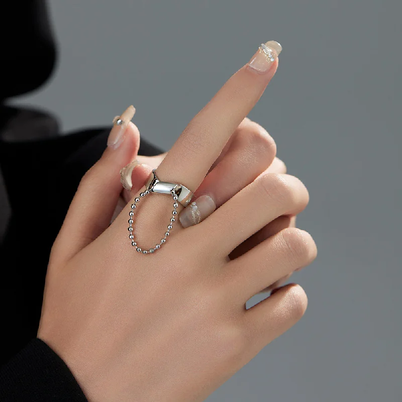 Ladies silver rings with diamonds-Streetwear Solid Color Copper Irregular Plating Chain White Gold Plated Open Rings