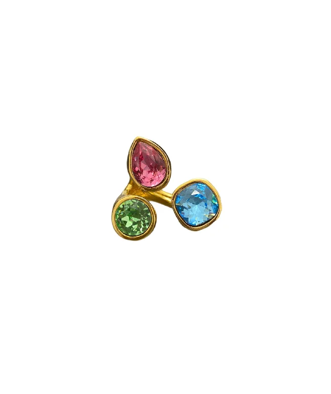 Ladies titanium rings-Multi Pastel Cluster Ring