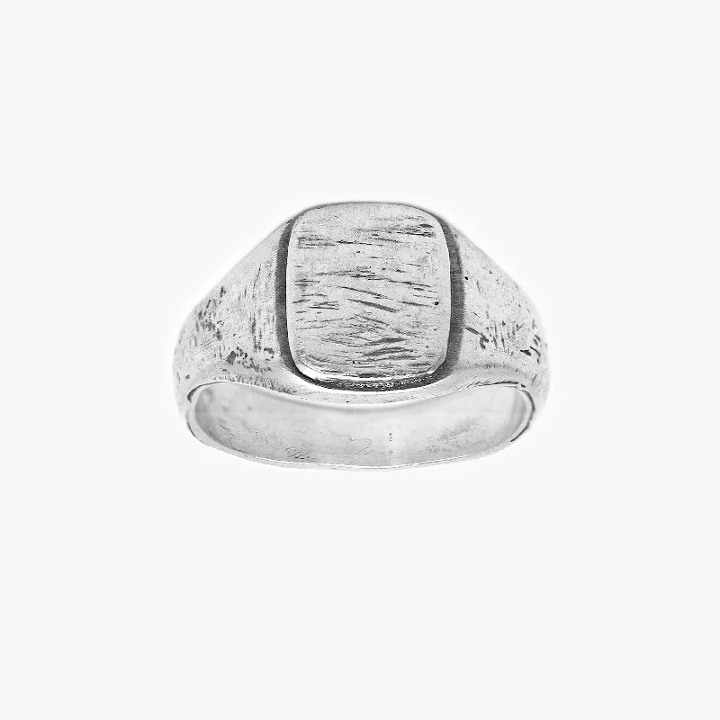 Ladies classic rings-Sterling Silver Maxi Signet Ring With Aged Finish