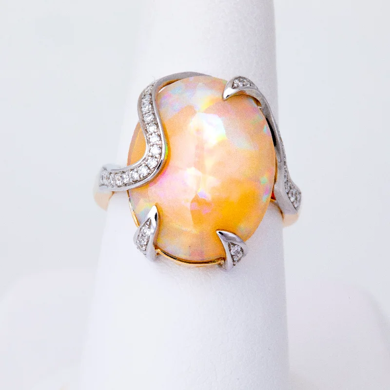 Ladies cushion-cut rings-Oval-Shaped Opal Ring