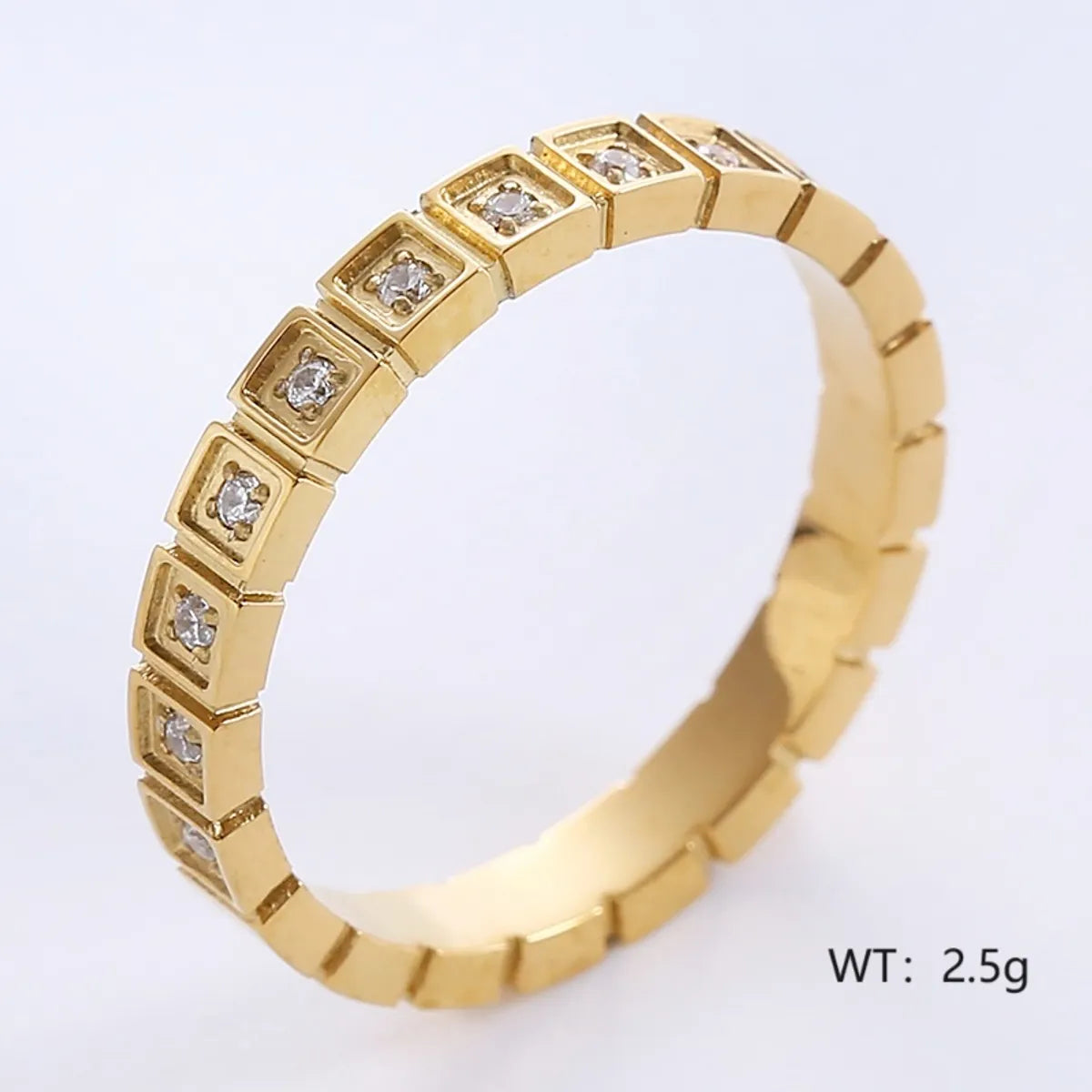 Ladies halo rings-Simple Style Solid Color Stainless Steel Plating Inlay Rhinestones Rose Gold Plated Gold Plated Rings