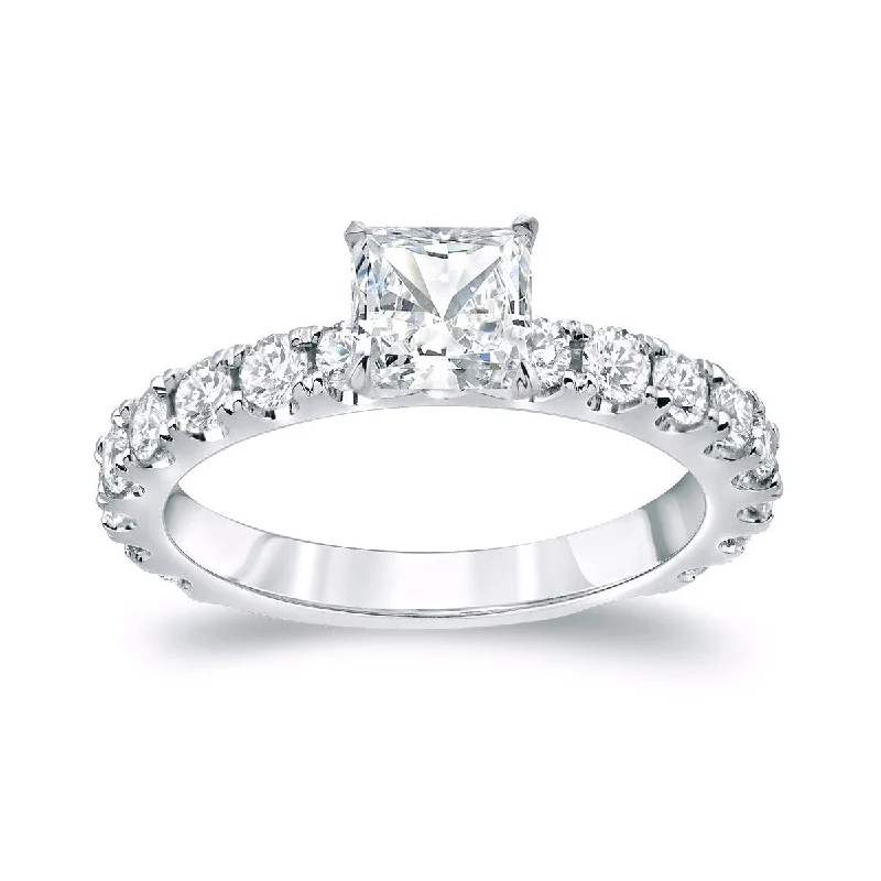 Ladies engagement rings with unique settings-Auriya 14k Gold 1 3/4ctw Classic Princess-cut Diamond Engagement Ring (H-I, SI1-SI2)