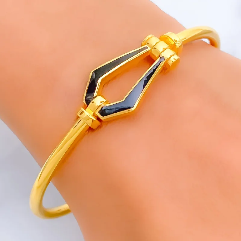 Ladies tennis bangles-Colorful Stately 21k Gold Bangle Bracelet