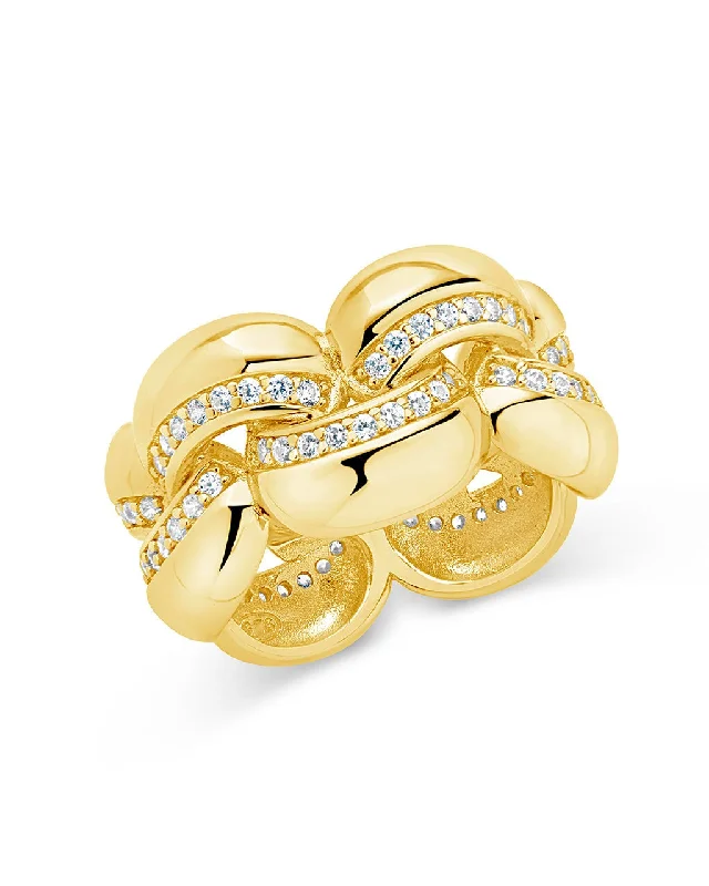 Ladies gold rings-Regan CZ Chain Ring