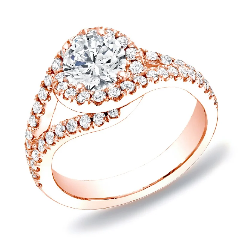 Ladies unique sapphire engagement rings-Auriya 14k Rose Gold 1 1/4cttw Modern Halo Diamond Engagement Ring