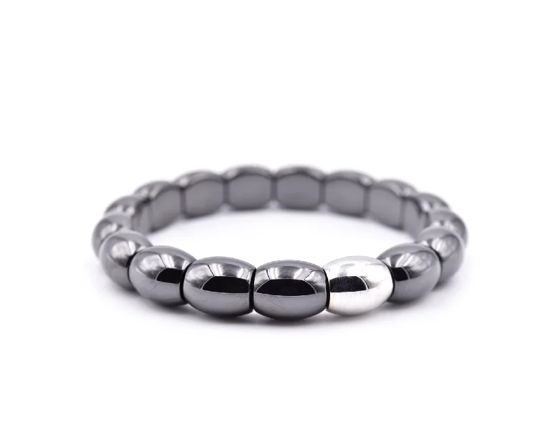 Ladies delicate bracelets-Black Ceramic and 18k White Gold Station Bracelet