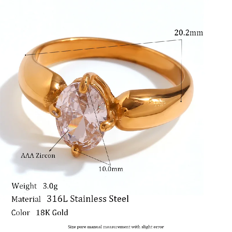 Petal-Shaped Gem Ring-Golden White Zirconium