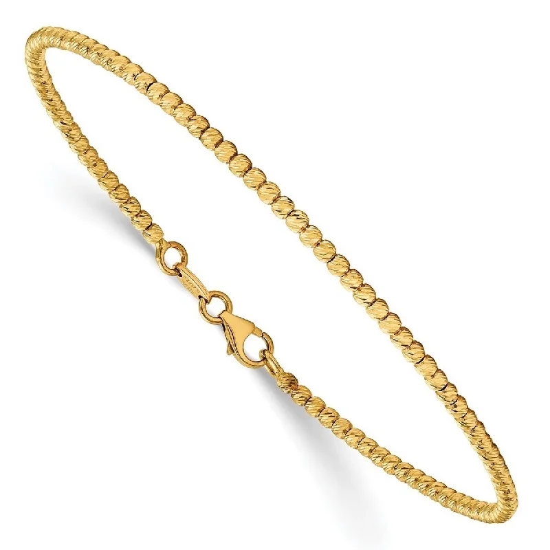 Ladies fashion bangles-Curata 2.5mm 14k Yellow Gold Polished Sparkle Cut Beaded Bracelet