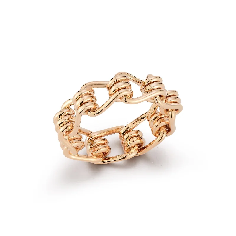 Ladies fashion rings-HUXLEY 18K GOLD COIL LINK RING