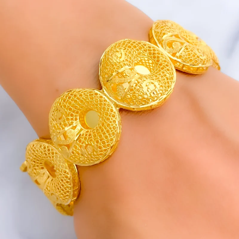 Ladies bangles with charms-Embellished Flawless 21k Gold Bangle Bracelet