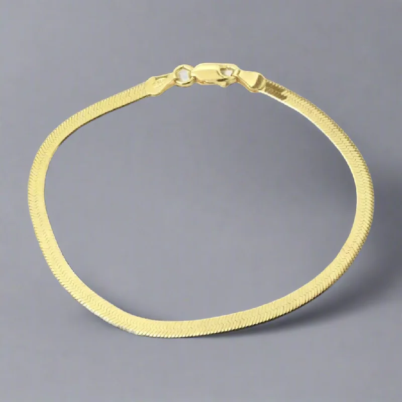 Ladies boho bracelets-Ann Herringbone Gold Snake Bracelet