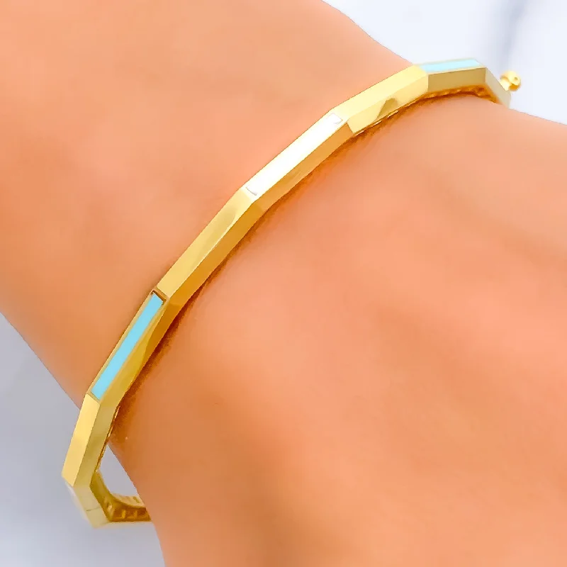 Ladies silver cuff bracelets-Dainty Multi-Color 21k Gold Bangle Bracelet