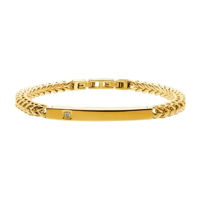 Ladies stretch bracelets-18K Gold Plated Diamond Franco Chain Miami Cuban ID Bracelet