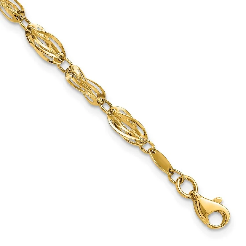 Ladies luxury bracelets-Curata 14k Yellow Gold Polished Fancy Bracelet 7.75 Inch