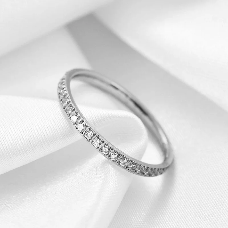 Ladies gold eternity rings-Princess Round Titanium Steel Plating Zircon Rings