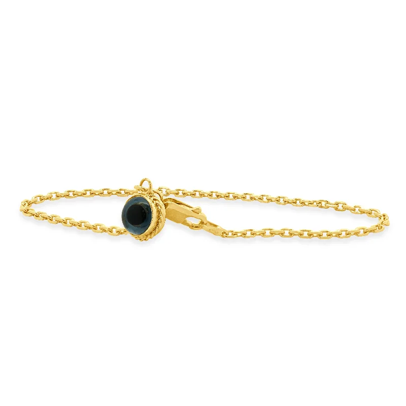 Ladies gold bangles-14 Yellow Gold Evil Eye Drop Bracelet