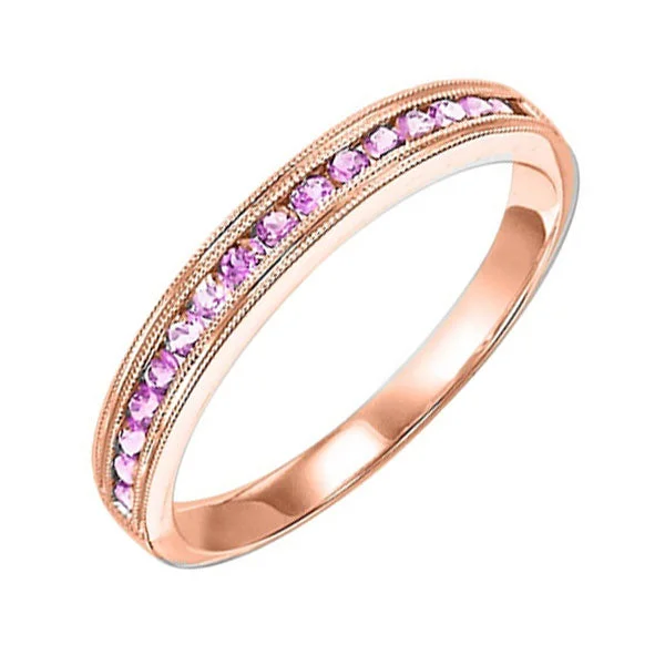 Ladies engraved rings-14KT ROSE GOLD PINK SAPPHIRE (1/3 CTW) RING