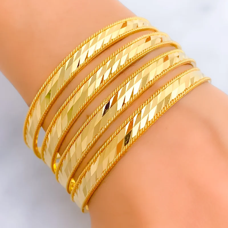 Ladies silver bangle sets-Iridescent Lustrous 21k Gold Rare Bangles