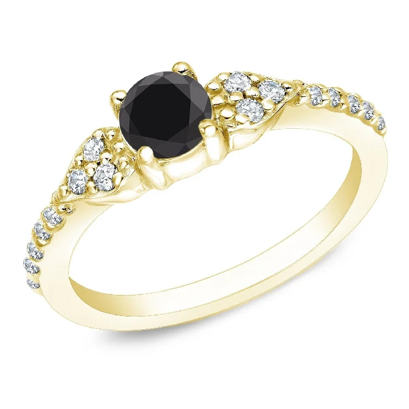 Ladies lab-grown diamond engagement rings-Auriya 14k Gold 2/3ctw Black Diamond Engagement Ring (G-H, I1-I2)