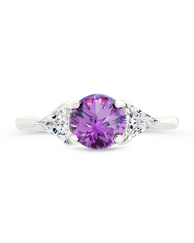 Ladies luxury rings-Sterling Silver Lavender and CZ Ring