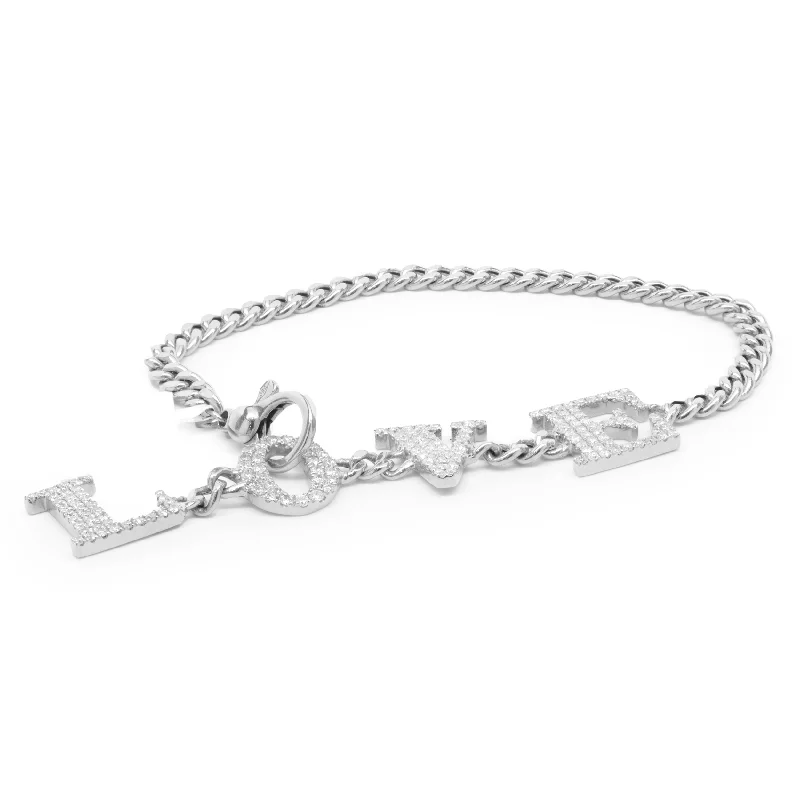 Ladies tennis bracelets-18 Karat White Gold Pave Diamond LOVE Bracelet