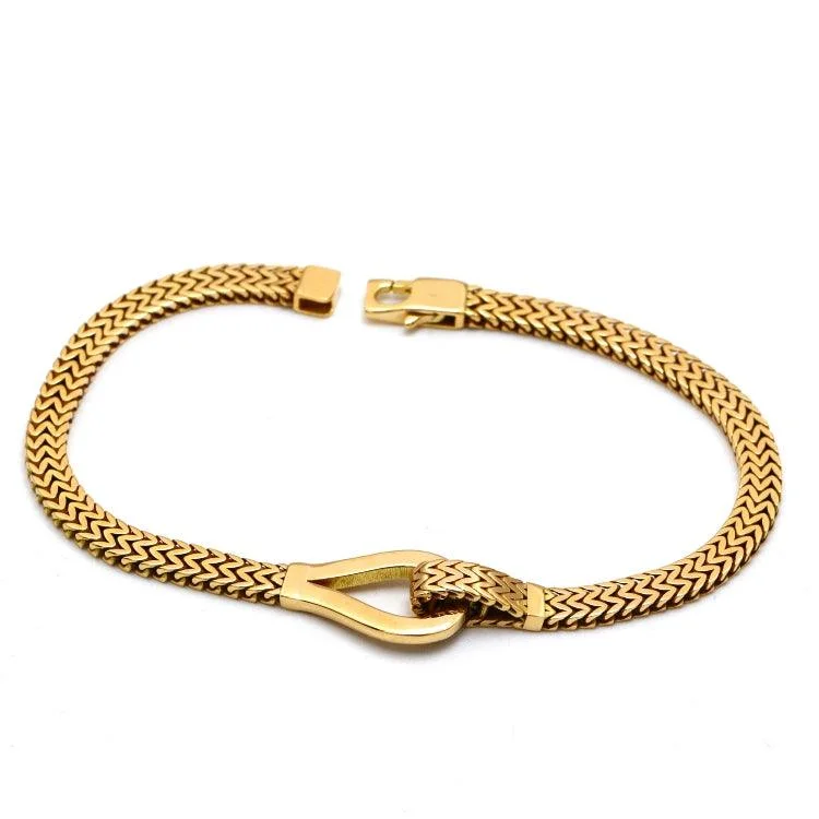 Ladies moonstone bracelets-Real Gold Unisex Belt Chain Bracelet with Box Clasp Lock (19 cm) - Model 0268 BR1724