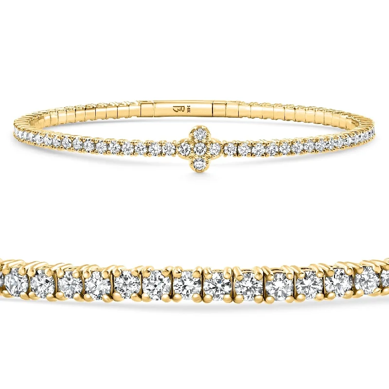 Ladies gold bracelets-3.70Ct Diamond Flexible Tennis Bangle Bracelet Yellow Gold Lab Grown