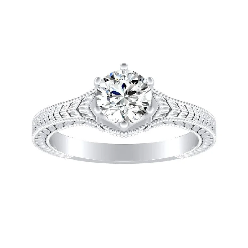 Ladies diamond and sapphire engagement rings-Auriya 14k Gold 1/2ctw Vintage Solitaire Diamond Engagement Ring