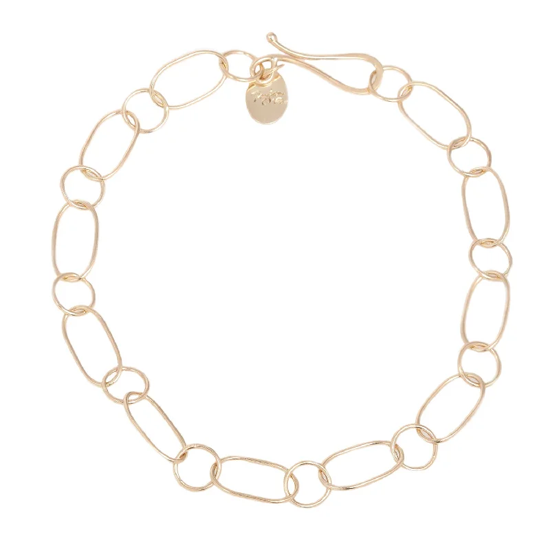 Ladies gold diamond bracelets-Oval and Round Chain Bracelet