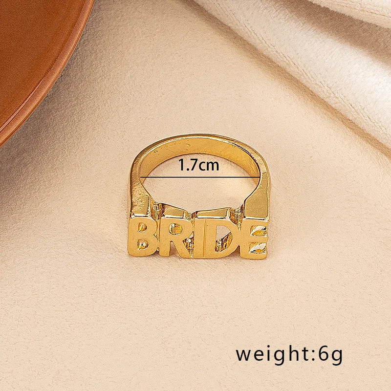 Ladies opal rings-Retro Simple Style Letter Alloy Plating Gold Plated Women's Wide Band Rings