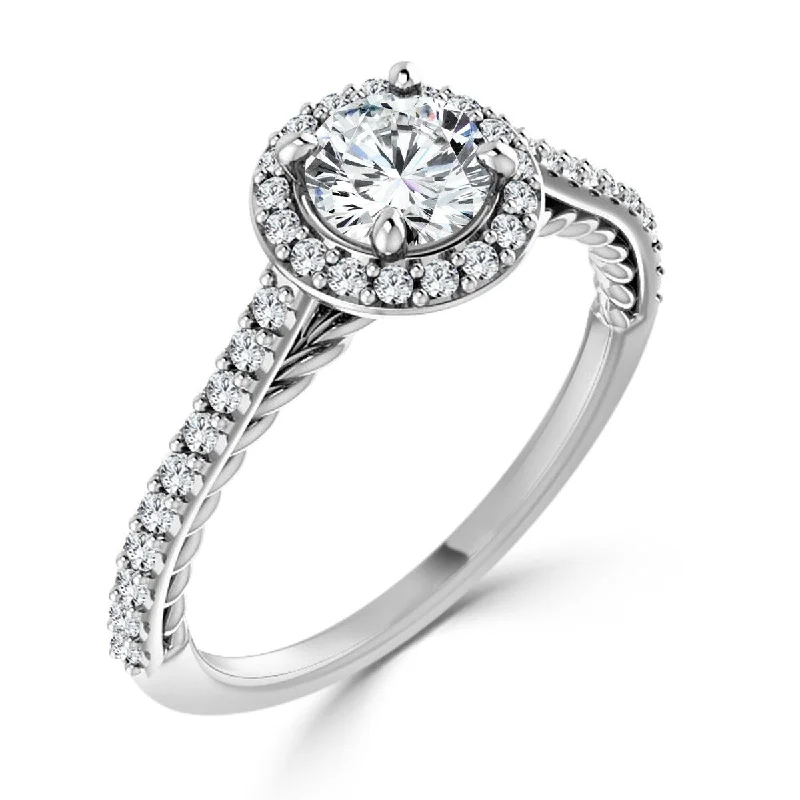 Ladies diamond halo engagement rings-Auriya 10k Gold 3/4ctw Round Halo Diamond Engagement Ring (I-J, I1-I2)