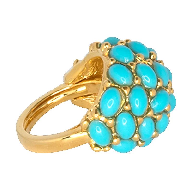 Ladies silver rings with diamonds-Turquoise Cabochon Dome Ring